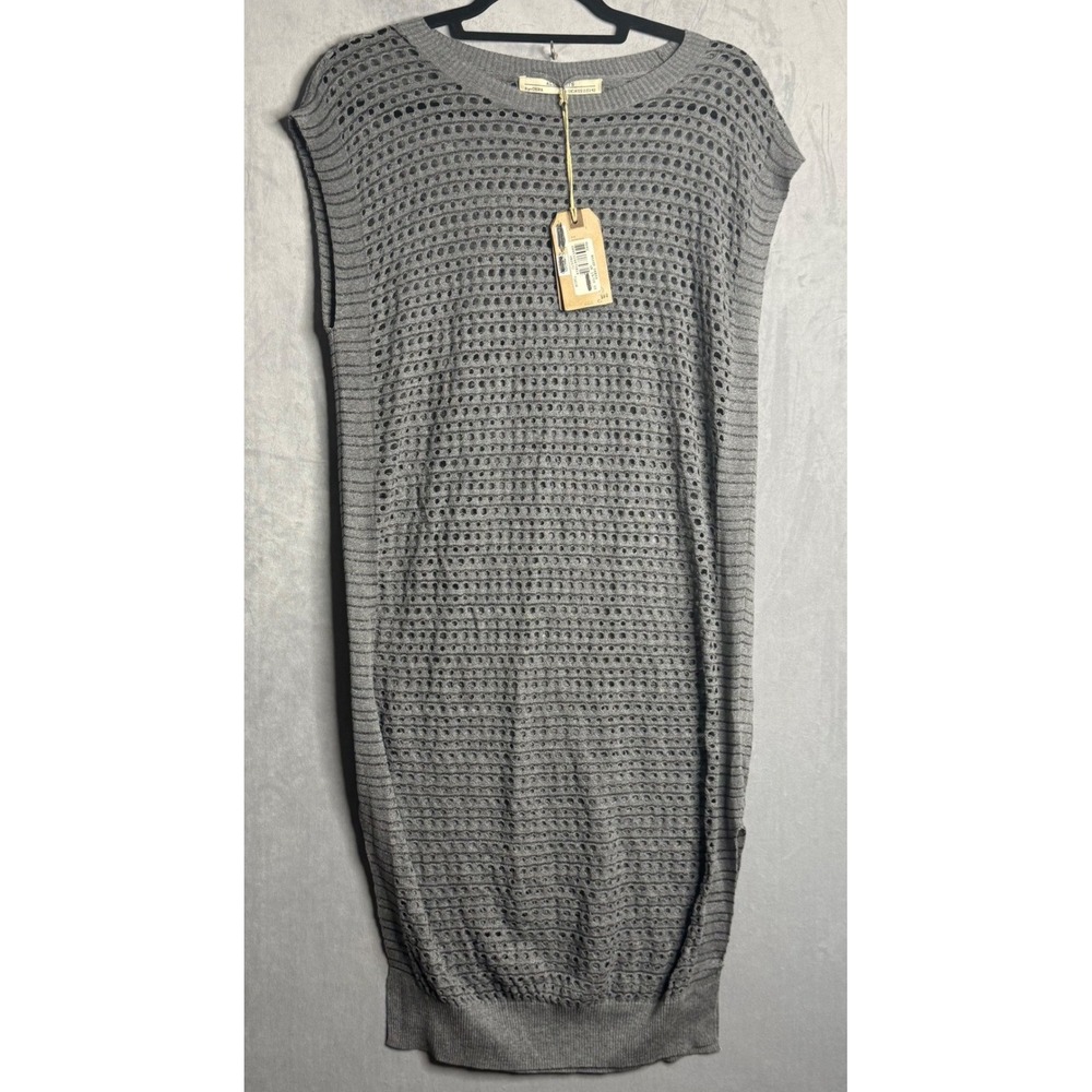 NWT‎ AllSaints Dress Womens 10 Gray Rosyn Shell Open Knit Ribbed High Neck